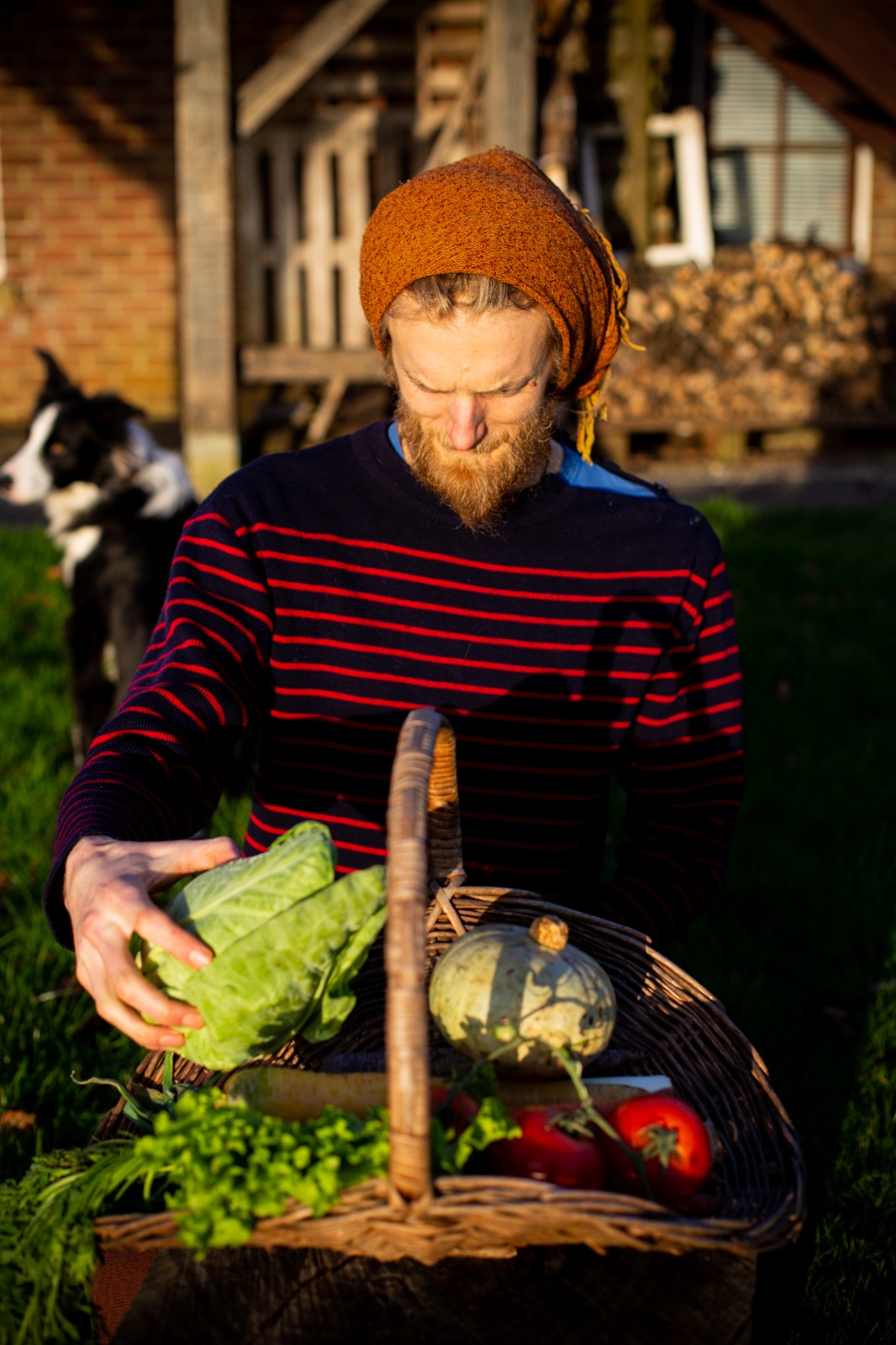 Joe the chef walking in garden